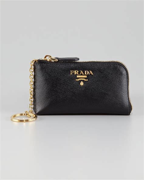 prada logo plaque pouch keyring|prada saffiano key holder.